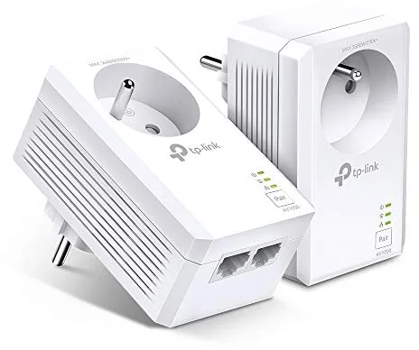 TP-Link CPL 1000Mbps con 2 Puertos Gigabit y Conector Integrado, Caja CPL Kit de 2 - Ideal para Disfrutar del Servicio Multi-TV en casa, Compatible con Todas Las Cajas, TL-PA7027P Kit (FR)