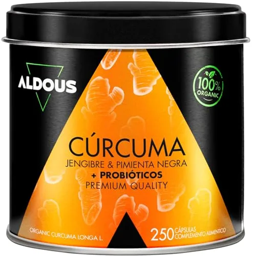 250 Cápsulas PROBIÓTICOS + BIO Cúrcuma con Jengibre y Pimienta Negra - 1460mg - con Curcumina y Piperina - Antiinflamatorio Natural - Fórmula Avanzada - Certificación Ecológica