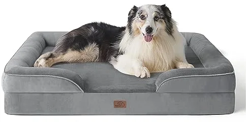 Bedsure Sofá Perro Ortopédica Extra Grande - Cama Perro Viscoelastica y Lavable, Colchon Perro con Funda Desenfundable y Forro Impermeable, Gris, XL