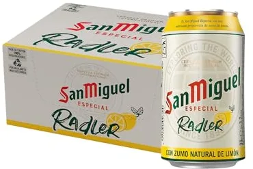 San Miguel Radler, Pack 24 Latas x 330ml, Cerveza Con Limón Refrescante y Ligeramente Dulce, Con Zumo Natural de Limón, 3.2% Volumen Alcohol