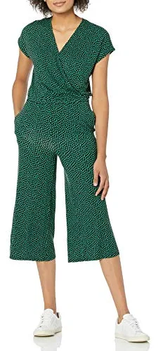 Amazon Essentials Mono Corto de Manga Corta con Sobrepelliz y Pernera Ancha con Cintura Elástica Mujer, Estampado de Nubes, XL