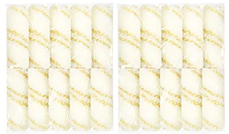 HARDY WORKING TOOLS 20 rodillos de pintura de 10 cm, altura de pelo 12 mm, diámetro de 15 mm, rodillo de pintura, rodillo de pintura, color amarillo y blanco