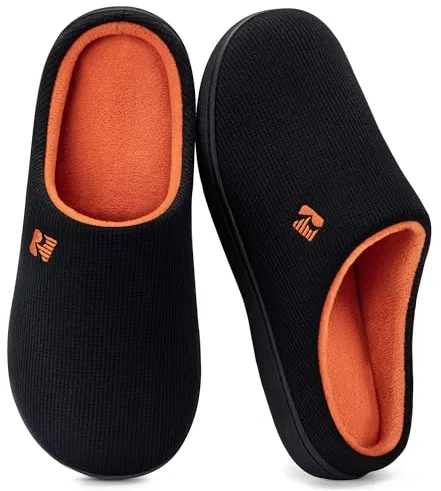 RockDove Zapatilla de dos tonos y espuma viscoelástica para Hombre, 44/45 EU, Negro y Naranja