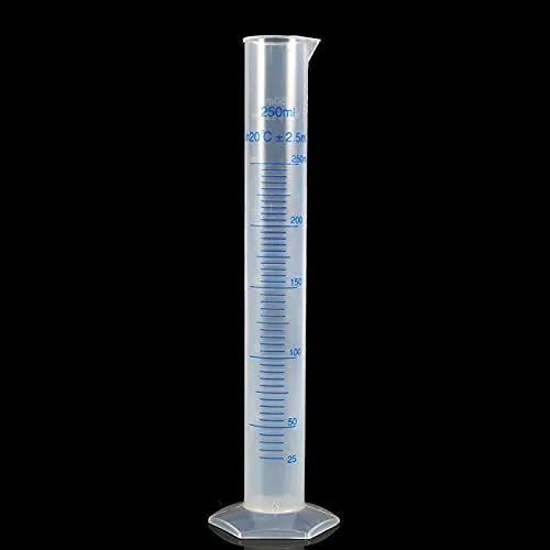 Kuuleyn Herramienta de medición de Laboratorio,Probeta medidora de plástico Transparente,probetas graduadas de plástico de Vidrio de 250 ml