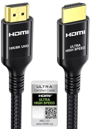 Etseinri Cable HDMI 2.1 2 Metros, Certificado 48Gbps Cable HDMI® Ultra Alta Velocidad 4K 240Hz 165Hz 120Hz 8K 60Hz 10K HDMI Cable Trenzado HDCP 2.3 D-olby Atmos Vision eARC HDR TV Monitor Proyector