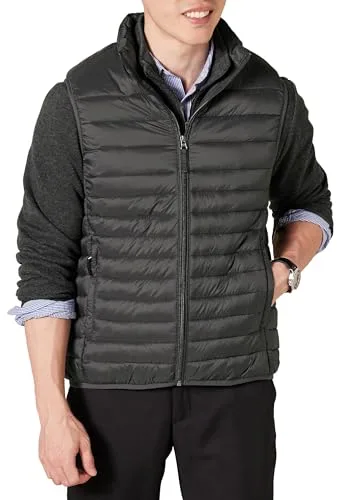 Amazon Essentials Chaleco Acolchado Ligero y Resistente al Agua para Hombre, Gris Oscuro, Talla XL