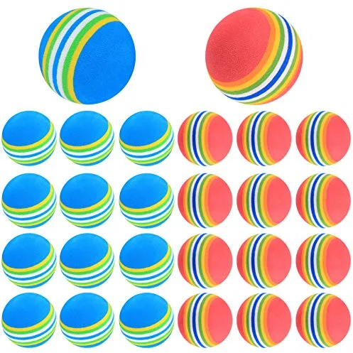 Bolas de Golf, Pelotas de Golf de Práctica, Pelotas Golf de Esponja Espuma, Parque de Bolas Colores para Niños, Interior - 26 Piezas/Rojo, Azul