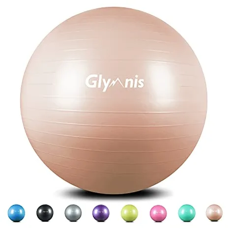 Glymnis Pelota de Pilates Pelota Anti-Burst para Pilates Gimnasia Fitness Embarazo Yoga Embarazo 55cm 65cm 75cm con Hinchador Rosa Oro (55cm)