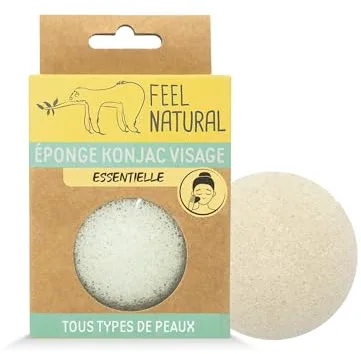 Esponja Konjac Cara Natural – Limpia y purifica – Desmaquilla la cara en suavidad – Esponja facial Konjac natural exfoliante – Rutina de belleza, Skincare, ducha – Feel Natural