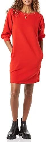 Amazon Essentials Vestido Tipo Sudadera con Cuello Barco Y Manga Blusón De Forro Polar (Disponible En Tallas Grandes) Mujer, Rojo, M