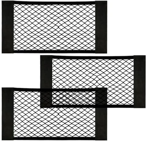 EINESIN Red de Almacenamiento, Nailon, Bolsa de Organizador Tronco de Coche con Redes de Bolsillos Elástica, Botellas, comestibles, Negro, para Carro de automóviles