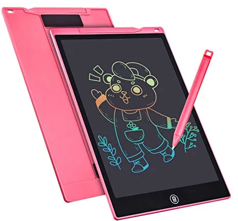 SERUW Pizarra de escritura LCD colorida de 12 pulgadas, tableta gráfica electrónica, almohadilla de dibujo digital, juguete infantil para niñas de 3 a 12 años (rosa)