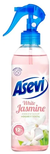 Asevi White Jasmine - Ambientador Concentrado en Spray - Hogar y Textil - Elimina Olores - Intensa Fragancia a Jazmín - Pulverización Extrafina - 400 ml