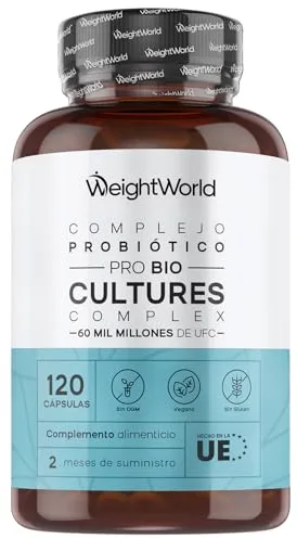 Prebióticos y Probióticos Intestinales con 20 Cepas Bacterianas, 2 Meses de Suministro, 120 Cápsulas - 60 Mil Millones UFC, Con Inulina y FOS en Polvo, Apto para Veganos, Sin Lactosa y Sin OGM