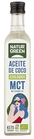 NATURGREEN - Aceite de Coco MCT Bio Ecológico, Para Recetas, Elaboración de Platos, Sustituto de Mantequilla, Cocinar y Hornear
