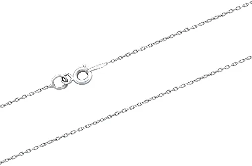 MYSTIC JEWELS By Dalia - Cadena de Plata de Ley 925 Rodiada Forzada Diamantada de 1mm, para mujer, disponible en 40,45,50,55,60 cm (60.0 cm)