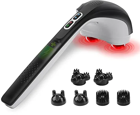 Snailax Masajeador de Mano Eléctrico para Espalda - masaje de percusión inalámbrico recargable con calor para espalda, masajeador portátil para aliviar el dolor, fatiga