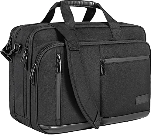 VANKEAN - Maletín para ordenador portátil de 17,3 pulgadas, para hombre y mujer, bolso bandolera, portátil repelente al agua con bolsillo RFID, bolsa de mensajero extensible