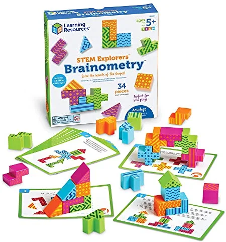 Learning Resources Brainometry – Juego Stem de Lógica y Construcción para Niños 5+ Años – 24 Piezas y 10 Tarjetas de Retos – Juguete Educativo para Pensamiento Crítico