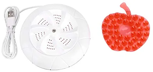 Tyenaza Mini Lavadora, Lavadora Pequeña Portátil para el Hogar de Viaje Lavadora Turbo de Ultrasonido para Agencias de Viajes y Lavanderías Infantiles (Blanco)