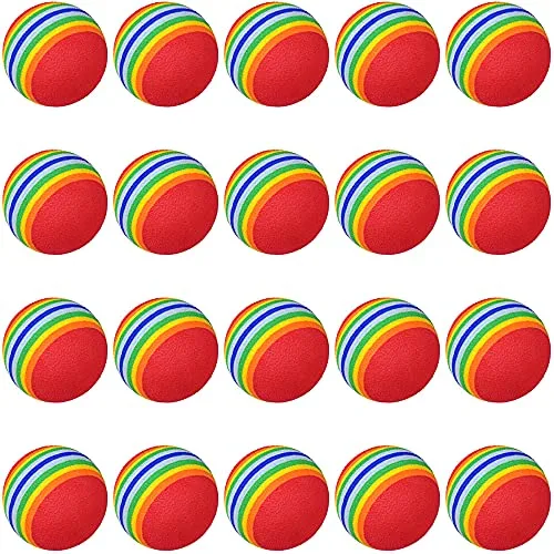 CENPEK 20 pelotas de espuma para práctica de golf, pelota de entrenamiento de golf, pelota de esponja arcoíris suave para entrenamiento en interiores o exteriores