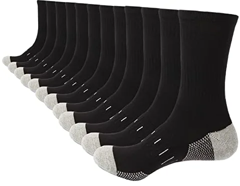 BUDERMMY Calcetines Altos Hombres 39-42 43-46,Calcetines Hombre Altos Deportivos Algodón Transpirable Anti-ampollas Calcetines Running (FR/ES, Números, 43, 46, Regular, Regular, Negro 6 pares)