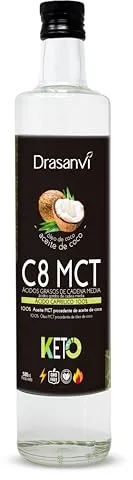 DRASANVI Aceite MCT Coco C8 PURO| 100% Ácido Caprílico | Rápida fuente de energía de fácil absorción | Ayuda en la pérdida de peso | Saciante y de fácil