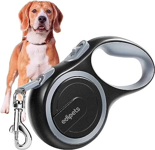 Edipets, Correa Perro Extensible, Retráctil, 3, 5 y 8 Metros, Cinta Flexible para Adiestramiento y Paseo, con Seguro y con Freno, Diseño y Agarre Cómodo (8 Metros, Gris)