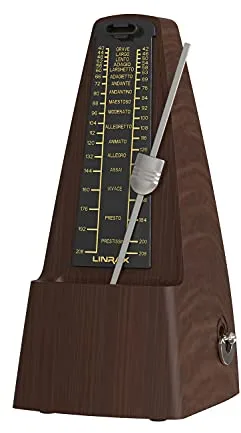 Linrax M2 Metrónomo Mecánico para Piano Guitarra Bass Bajo Ukelele Batería Drum Violín y Otros Instrumentos Musicales, Pista Tempo y Ritmo, Sonido Fuerte, Alta Precisión, Grano de Madera