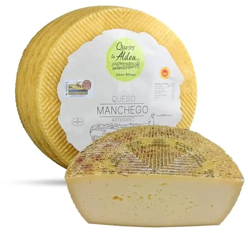 QUESOS LA ALDEA Queso Manchego Artesano Semicurado 1,5 kg Leche de Oveja D.O. La Mancha Calidad Artesanal, Queso Gourmet para Regalo, Cesta Gourmet, Lote de Quesos Ideal para Degustación