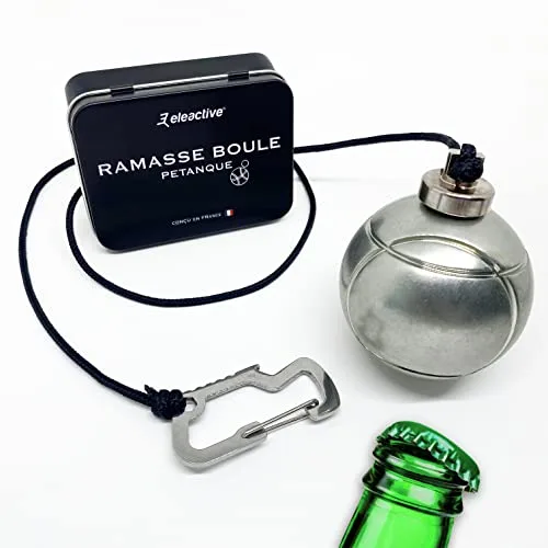 Eleactive Accesorio Profesional de Pastilla de Bola de Petanca magnética para Aficionados y competición Imán de neodimio ultrapotente Abrebotellas y mosquetón Integrado