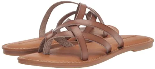 Amazon Essentials Sandalia Plana Tipo Pala con Tiras Mujer, Marrón Seta, 36 EU