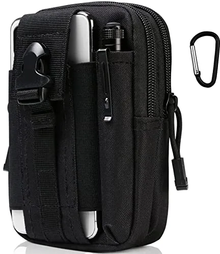 flintronic Bolsa Cintura Táctica, Bolso Cinturón Militar Compacto 1000D Nylon para Herramientas Pequeñas de Multiusos Teléfono Móvil al Aire Libre Deportes Senderismo y Camping, con Mosquetón