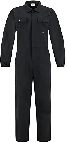 BWOLF ANAX Mono de trabajo para hombre, 100 % algodón, con 5 bolsillos, Negro , L