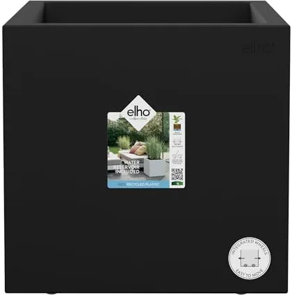 Elho Vivo Next Square 40 - Jardinera por Interior y Exterior - Ø 39.0 x H 37.9 cm - Negro/Living Black