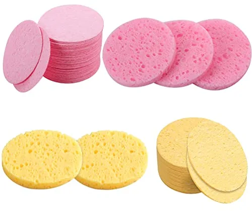 60 Piezas Esponjas Desmaquillantes Facial, Diámetro 6 cm, Esponjas de Celulosa Natural, Limpieza Esponja de Lavado Facial Comprimida Reutilizable para Mujeres Lavado Facial Desmaquillador, Piel Limpia