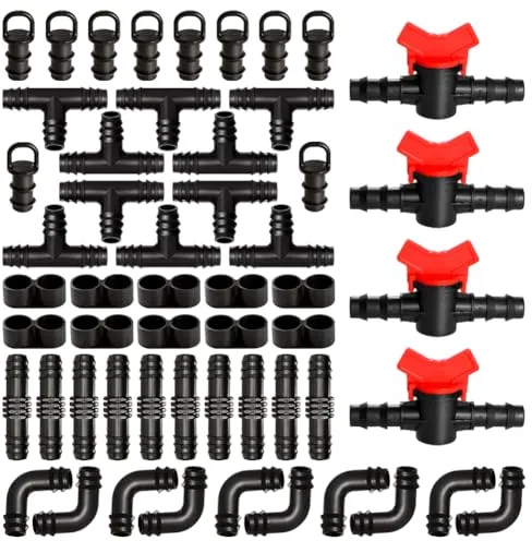 VooGenzek 54 piezas accesorios de riego para tubos de 16 mm, conector de manguera de agua de riego, conectores de púas para sistema de riego, conectores de púas sistemas de riego