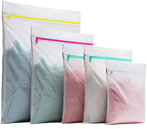 5 Unidades Bolsa de Lavadora Malla, Red Grande para Hogar y Hotel con Cremallera, Lavandería, para Colada Saco para Ropas Delicadas