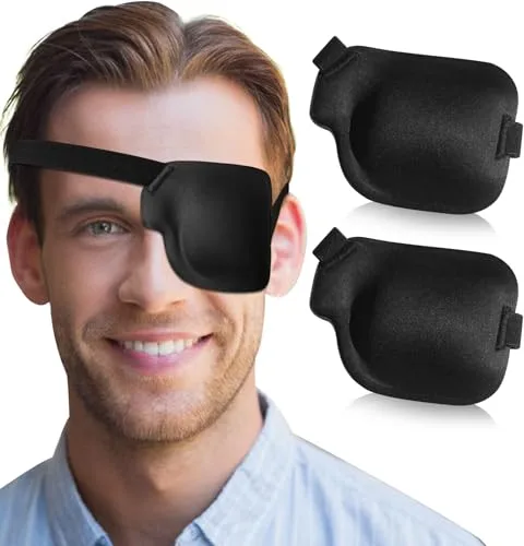 RIKEYO 2 pcs parches oculares, parche ocular 3D para adultos, parche ocular médico ajustable para ojo perezoso, negro (ojo izquierdo)
