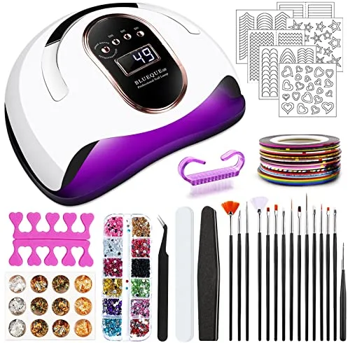 JOTOL 168W Lampara LED UV de Cuero para Uñas Gel con 4 Temporizadores, Sensor Inteligente, Portátil, Placa Base Extraíble, Secador de Uñas con Accesorios.