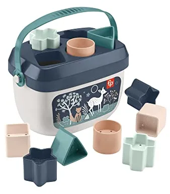 Fisher-Price Cubo Primeros Bloques Diseño Cervatillo a la luz de la luna, bloques de juguete, regalo para bebés (Mattel HJP20)