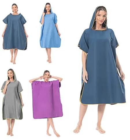 Mokani Poncho de Surf - Ligero, Compacto y de Secado Rápido - Toalla para Adultos - Microfibra para Hombres y Mujeres - Playa, Azul Oscuro