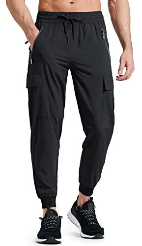 Libin Pantalones de Trekking Hombre Ligero Secado Rápido Senderismo Jogging Pantalones para Entrenamiento Atléticos Viajes Golf Casual Aire Libre, Negro XL