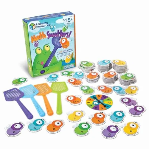 Learning Resources Mathswatters – Juego Matemático Activo para Niños 5+ – Sumas y Restas con Matamoscas – Reflejos y Cálculo Mental – Regalo Educativo