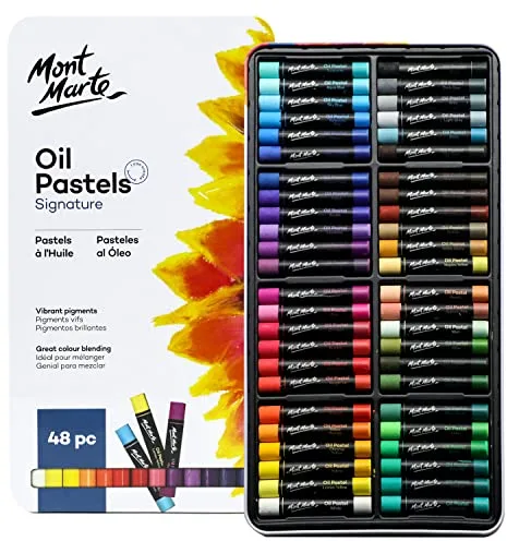 MONT MARTE Pasteles al Oleo Set – 48 Piezas – Pasteles para Pintar – Colores Intensos, Alta Pigmentación – Ideal para Pintar y Dibujar