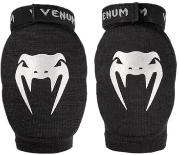 Venum Kontact Protectores de Codo, Negro/Plata, XL