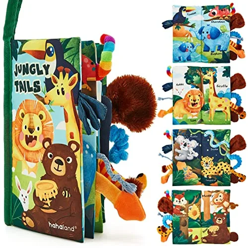 hahaland Libro Bebe Interactivo Juguetes Bebes 0 3 6 12 Meses, Libro de Tela Blandos para Bebe Recien Nacido, Animales Libro Sensorial Suave de Actividades Juguetes Aprendizaje y Educativo para Bebes