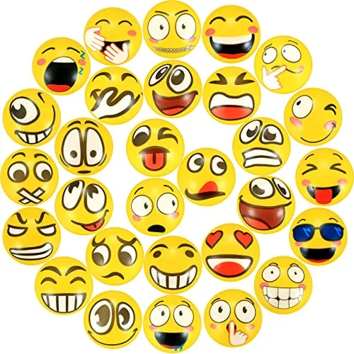 18 Piezas Pelotas Antiestrés, Bolas del Juego de Emoji, Pelota de Juguete Anti Estrés Mano para Niños y Adultos de Emoji Squeeze Ball Regalos de cumpleaños, Navidad