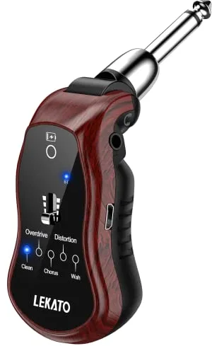 LEKATO Mini Amplificador de Guitarra Recargable de Bolsillo con Receptor Bluetooth, distorsión de sobremarcha y Wah