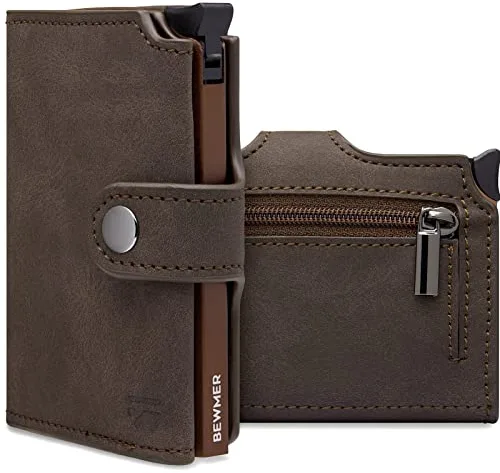 BEWMER 2 Cartera para Hombre y Mujer | Tarjetero con Monedero | Billetera Minimalista Porta Tarjetas de Crédito (Protección RFID), Billetes y Monedas